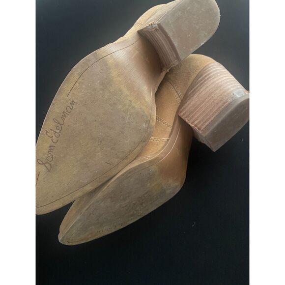 ~ Sam Edelman Suede Leather Ankle Boots Booties Size 8 Tan Camel Brown Sand ~ - Picture 7 of 7